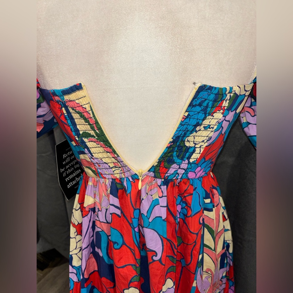 NWOT Tuckernuck Climbing Cosmos Valerie Midi Dress Size 6 Cotton Floral Tropical - Picture 11 of 16